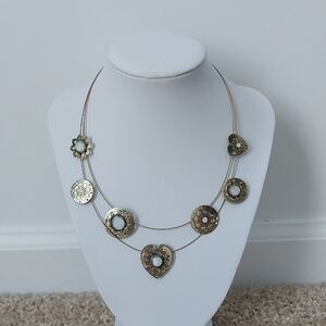 Double Layered Champagne-Toned Necklace